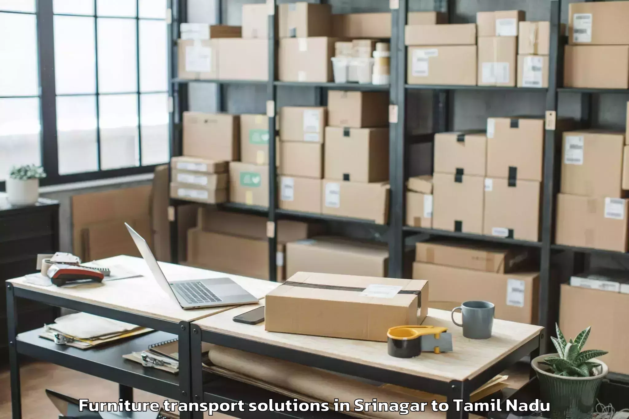 Trusted Srinagar to Namakkal Furniture Transport Solutions